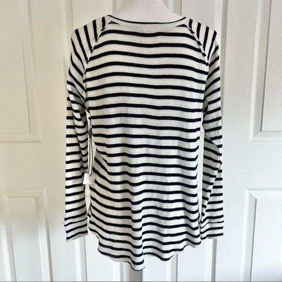 TREASURE & BOND Striped Long Sleeve Thermal Top Navy XS - Picture 5 of 7